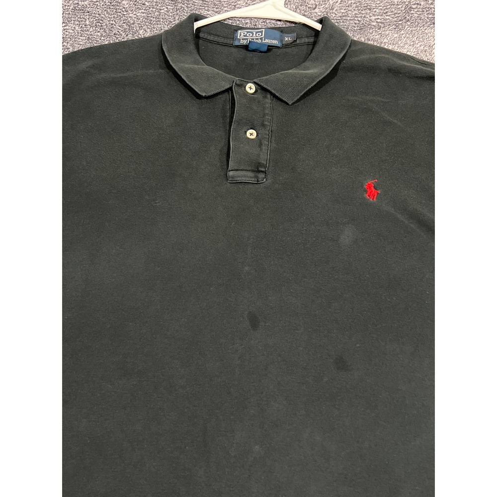 Polo Ralph Lauren Mens XL Black Short Sleeve Polo Shirt Red Pony Logo Cotton